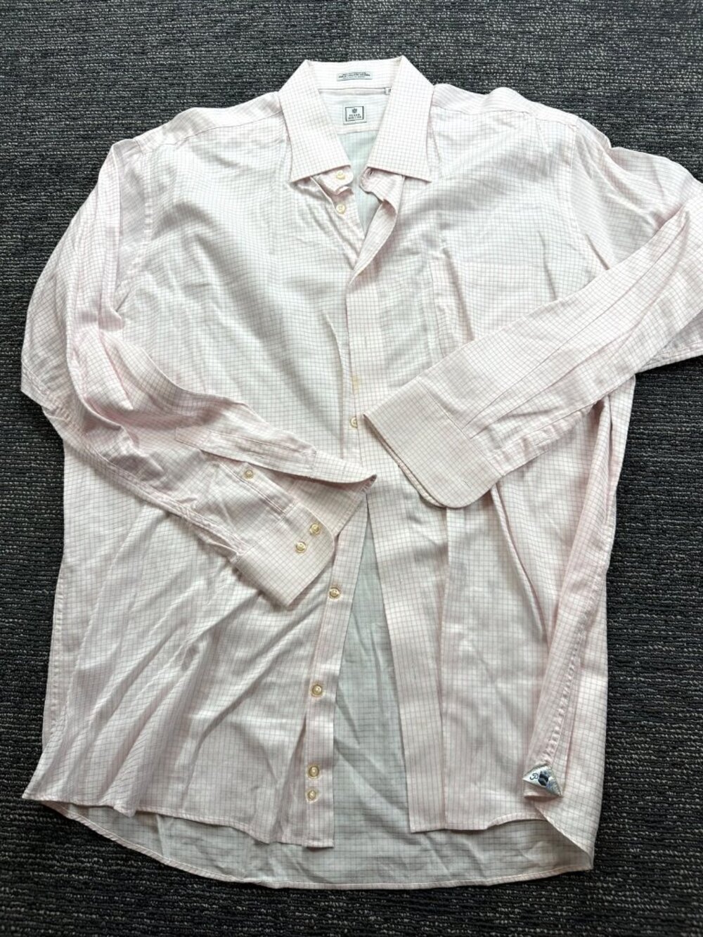 Peter Millar Mens XL Pink White Check 100% Cotton Dress Shirt Button Front